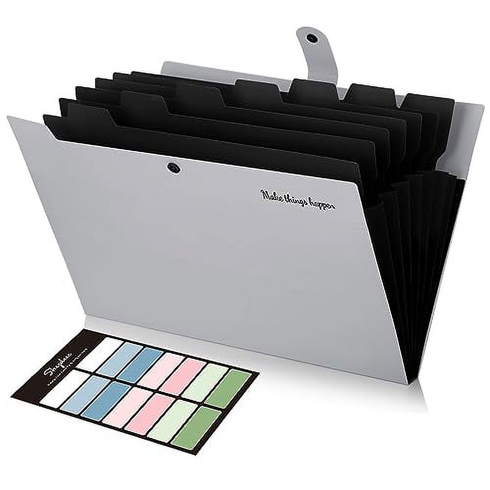 SKYDUE Grey Accordion File Organizer, File Folders with 8 Pockets