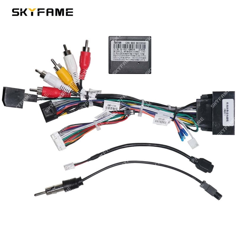 SKYFAME Car 16pin Wiring Harness Adapter Decoder Android Radio Power ...