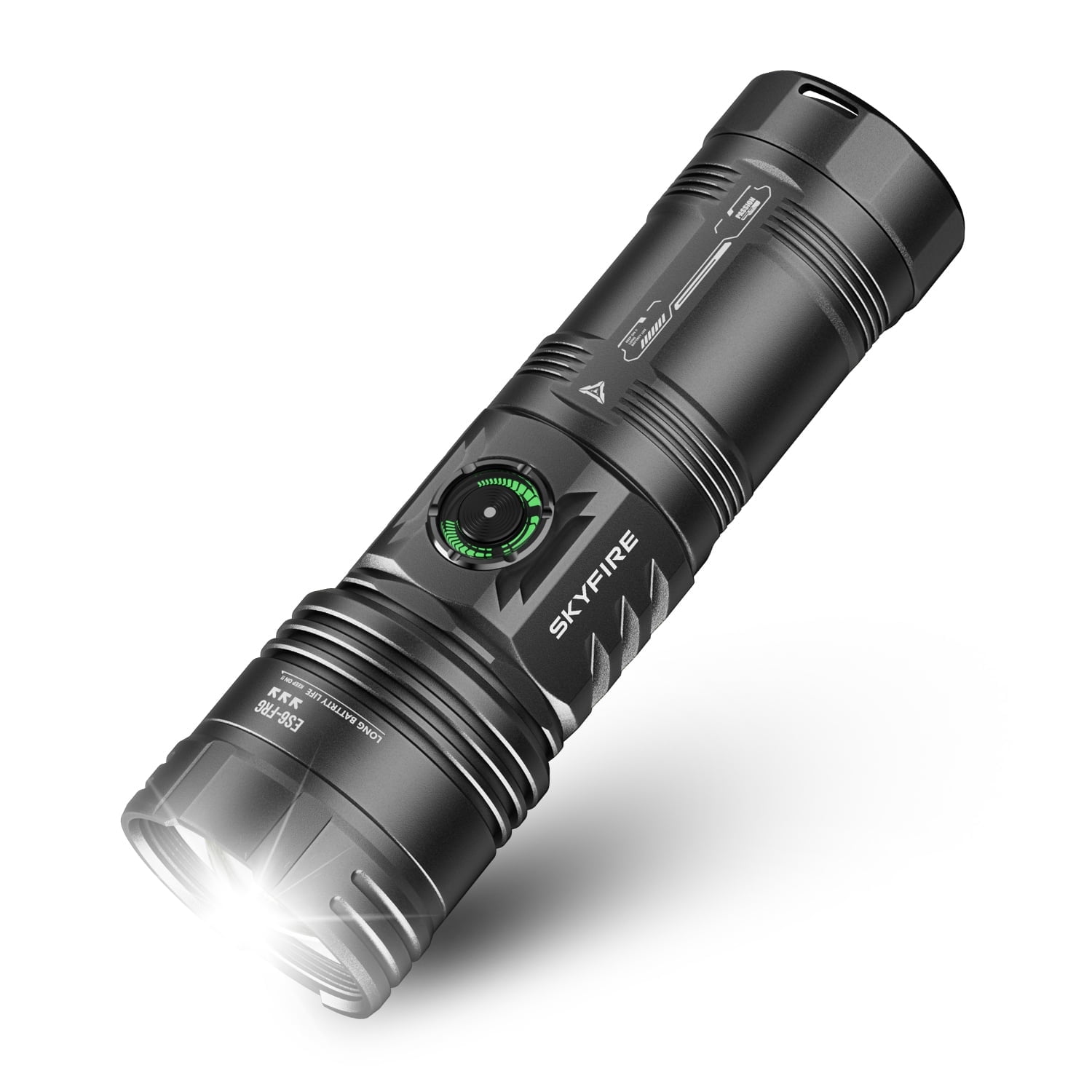 SKYFIRE 1850 Lumens Rechargeable LED Flashlight, 6 Modes Zoomable Lighting, Type-C Charging with Power Indicator, 64H Long Runtime for Farm Patrol, Camping, Hiking and Daily Emergency