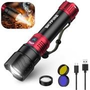 SKYFIRE Rechargeable Flashlights High Lumens 3000LM, 3-in-1 Lens System with Yellow & Blue Filters, Super Bright LED Flashlight, Waterproof, USB-C Fast Charging