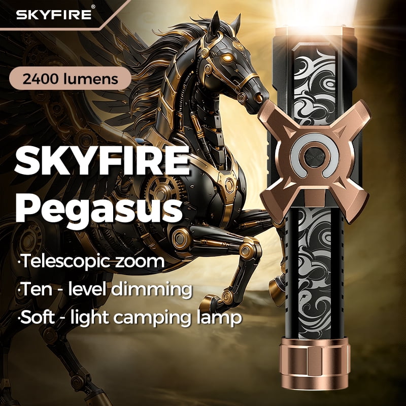 SKYFIRE 7070 LED Rechargeable EDC Flashlight, Adjustable High-Intensity Outdoor Light for Camping, Hiking and Emergency Scenarios