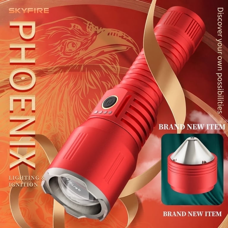 Skyfire High-Lumen, Ultra-Bright Rechargeable LED Flashlight with