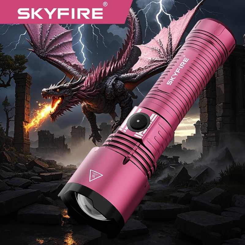 SKYFIRE LED pocket rechargeable flashlight, mini flashlight, 1000 lumens, four lighting modes, high-lumen ultra-bright outdoor flashlight, suitable for outdoor activities, farm work, cycling