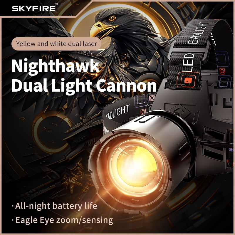 SKYFIRE Motion Sensor Headlamp 90° Adjustable 3 Lighting Modes 800M Range Lightweight for Cycling Outdoor Patrol