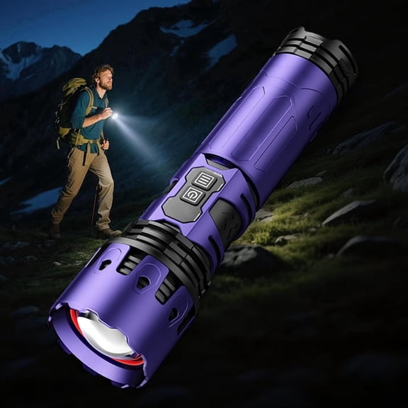 SKYFIRE Rechargeable Flashlight High Lumens 3000LM, Dual Light with Camping Lamp, 4 Modes, IPX6 Waterproof Flash Lights for Camping, Hiking, Emergencies, Purple