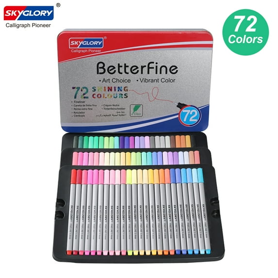 SKYGLORY 72 Colors Fine Liner Color Pens 0.4mm Fine Tip Point Marker Pen Set