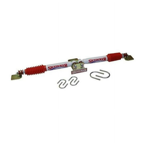 SKYJACKER 7203 Dual Steering Stabilizer, White With Red Shock Boot And Bracket