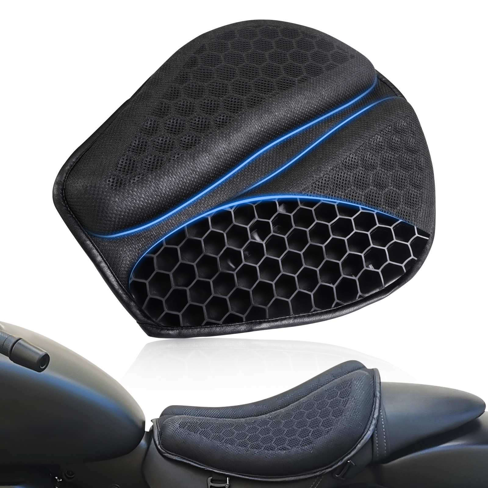 Diamond Plate Gel/memory Foam Motorcycle Seat Cushion