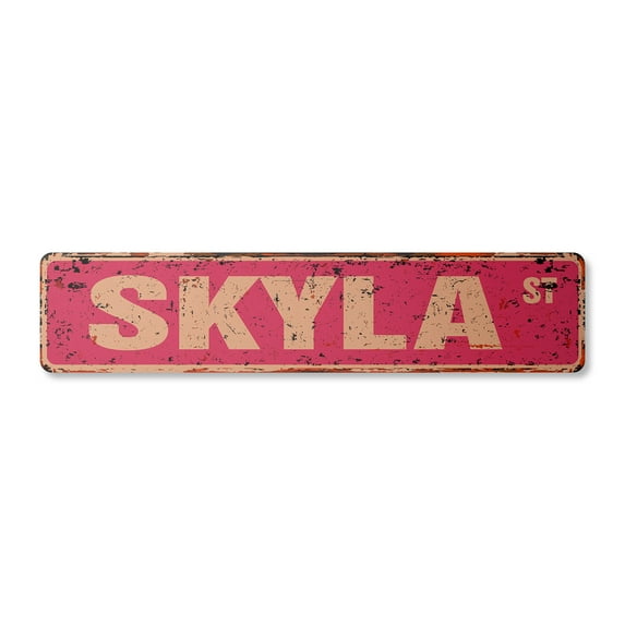 SKYLA Vintage Plastic Street Sign Childrens Name Room Sign | Indoor/Outdoor |  24" Wide
