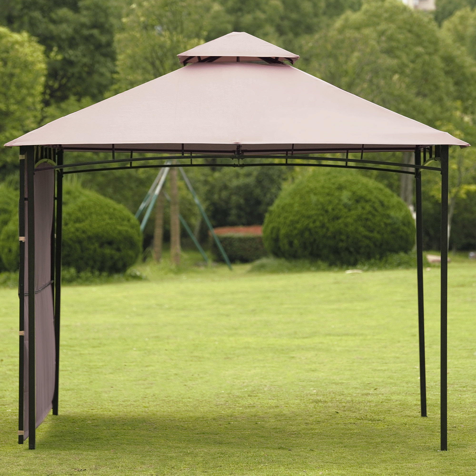 SKYLAND 118" x 118" Softtop and Grill Khaki Solid Print Square Gazebo