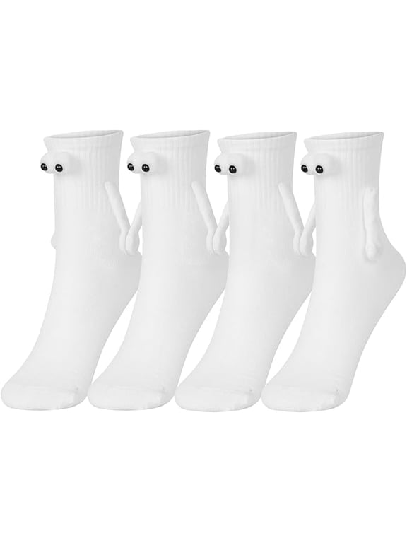 2 Pairs of Holding Hands Socks with Magnetic Hands Bundle, Soft Premium Cotton (Googly-Eyes)