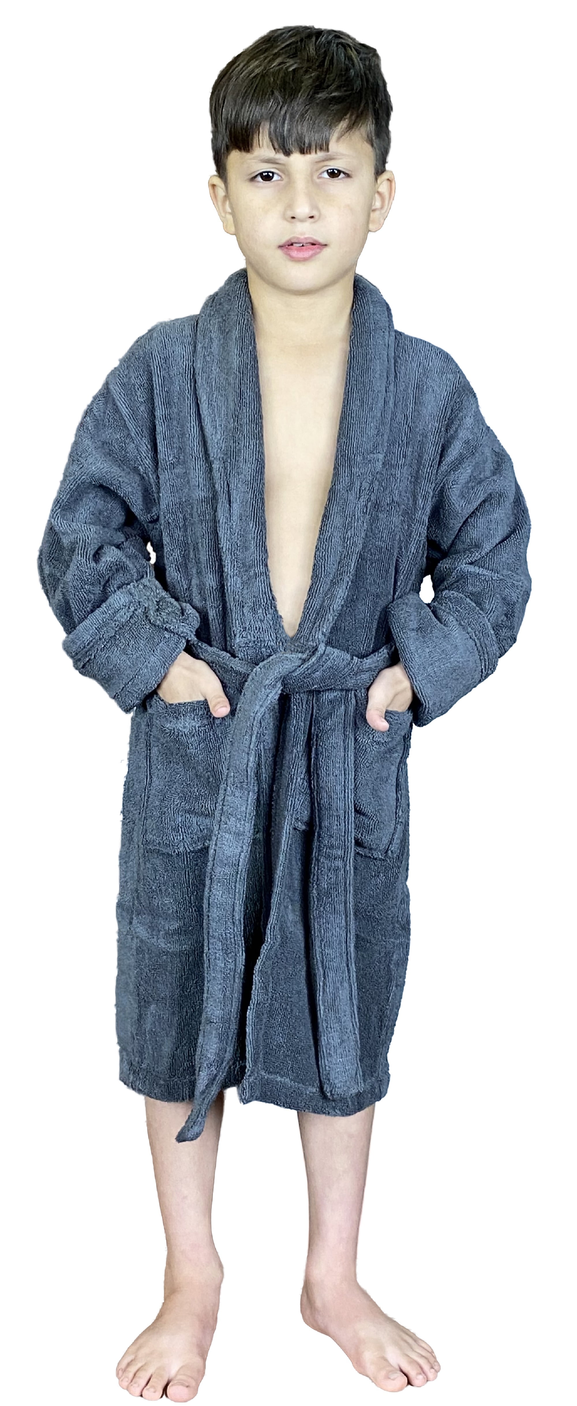 SKYLINEWEARS Kids Bathrobes for Boys Girls Spa Toddler Robe Charcoal