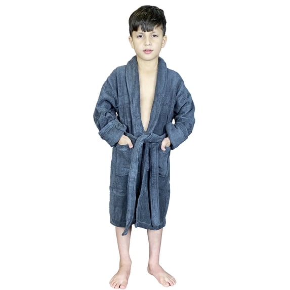 SKYLINEWEARS Kids Bathrobes for Boys Girls Spa Toddler Robe Charcoal Size 8