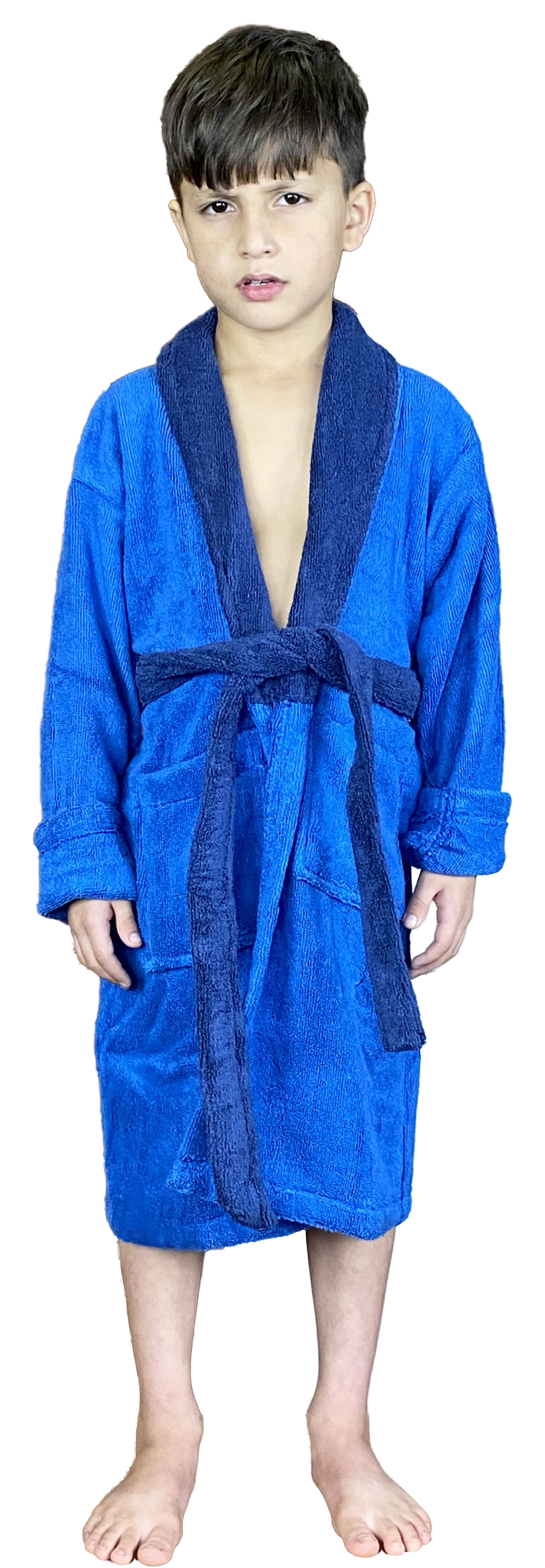 SKYLINEWEARS Kids Bathrobes for Boys Shawl Collar 100 Cotton Bath Robe