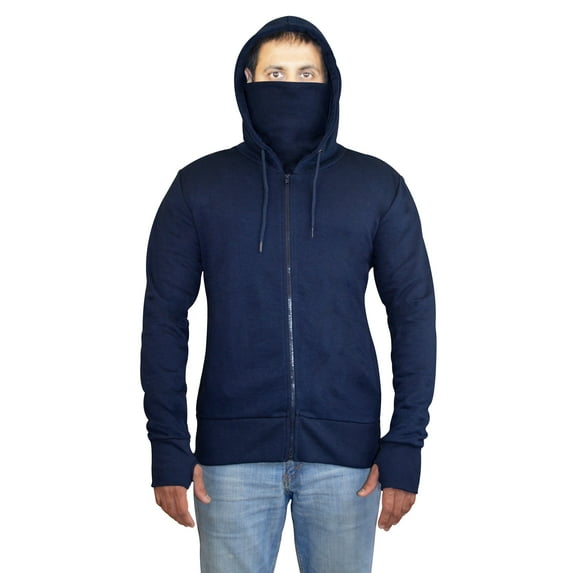 SKYLINEWEARS Men's Fashion Activewear Hoodie Ninja Style Sweatshirt Navy XL