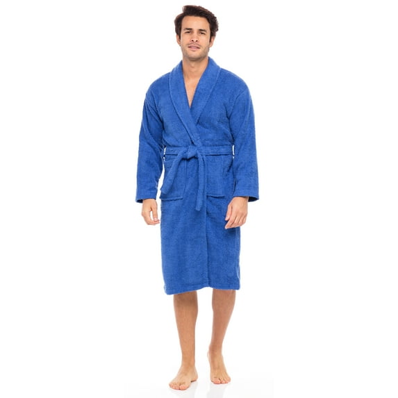 SKYLINEWEARS Men’s Robe Terry Cotton Bathrobe Shawl Collar Shower Bath Robes Kimono Sweat Steaming Clothes