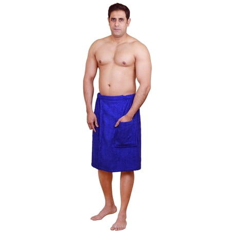SKYLINEWEARS Mens 100% Terry Cotton Adjustable Velcro Spa Shower Towel Bath Wrap