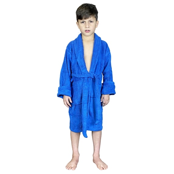 SKYLINEWEARS Terry Cloth Toddler Bathrobe for Girls and Boys Shawl Robes Blue Size 4