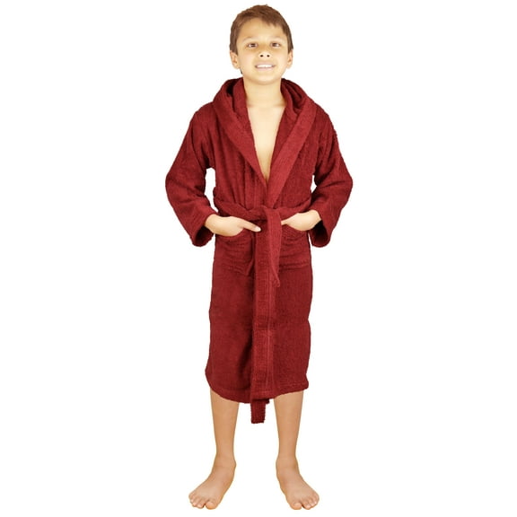 SKYLINEWEARS Toddler Bathrobe 100% Cotton Kids Boys Girls Hooded Bath Robe Wine Size 8