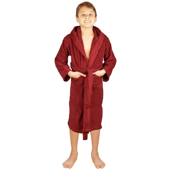 SKYLINEWEARS Toddler Bathrobe 100% Cotton Kids Boys Girls Hooded Bath Robe Wine Size 8