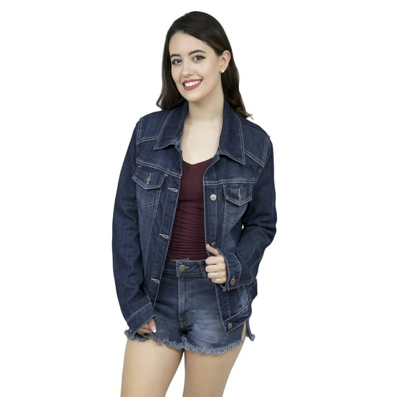SKYLINEWEARS Women Denim Jacket Button UP Long Sleeve Ladies Stretch Trucker Jean Jackets