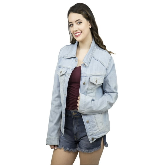 SKYLINEWEARS Women Denim Jacket Button UP Long Sleeve Ladies Stretch Trucker Jean Jackets