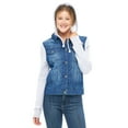 thumbnail image 1 of SKYLINEWEARS Women Hooded Denim Jacket Long Sleeve Layered Drawstring Hoodie Washed Jean Jacket, 1 of 7