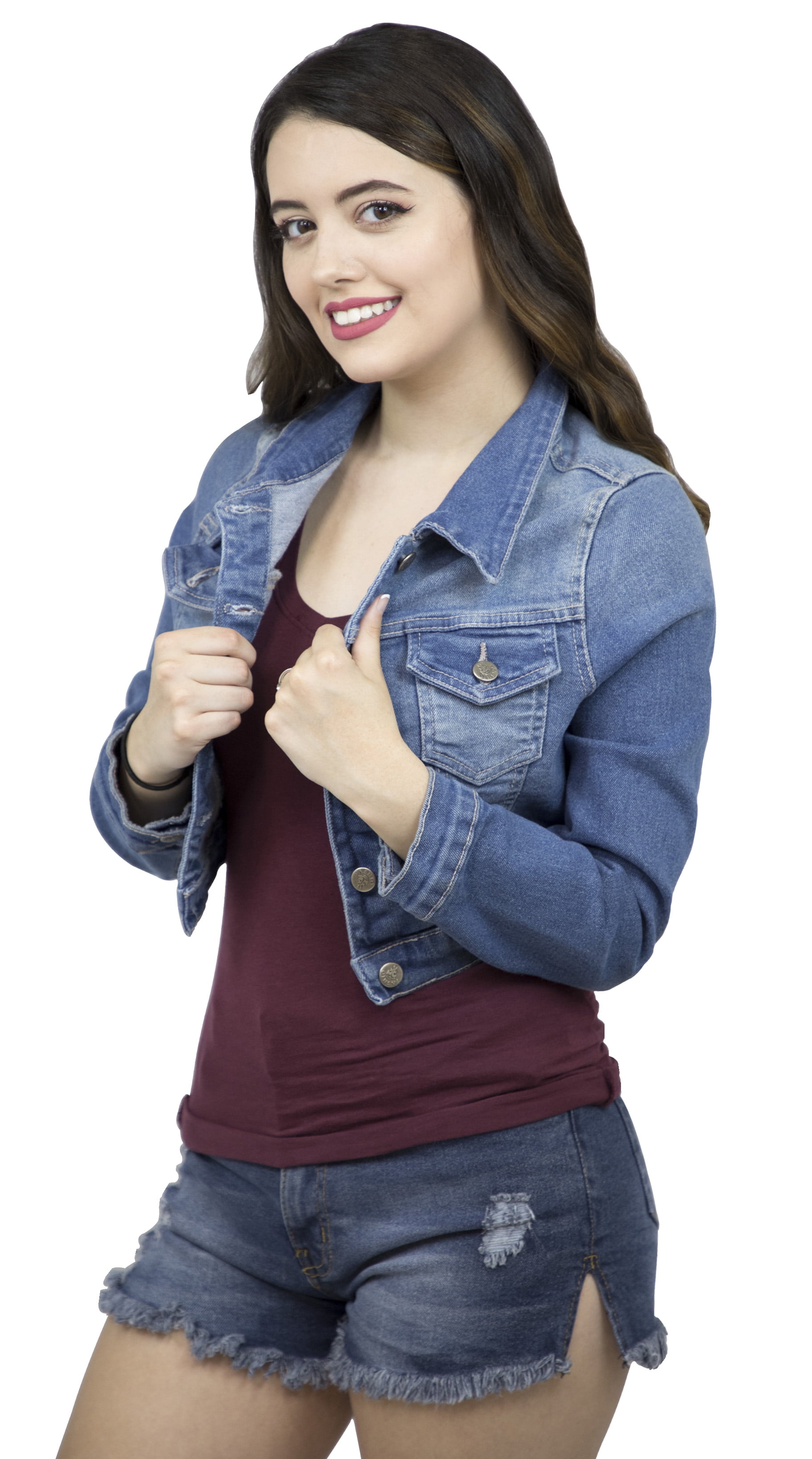 SKYLINEWEARS Women Plus Size Denim Jacket Long Sleeve