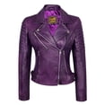 thumbnail image 1 of SKYLINEWEARS Women Real Leather Biker Jacket Real Lambskin Moto Biker Fashion Jackets Purple 2XL, 1 of 7