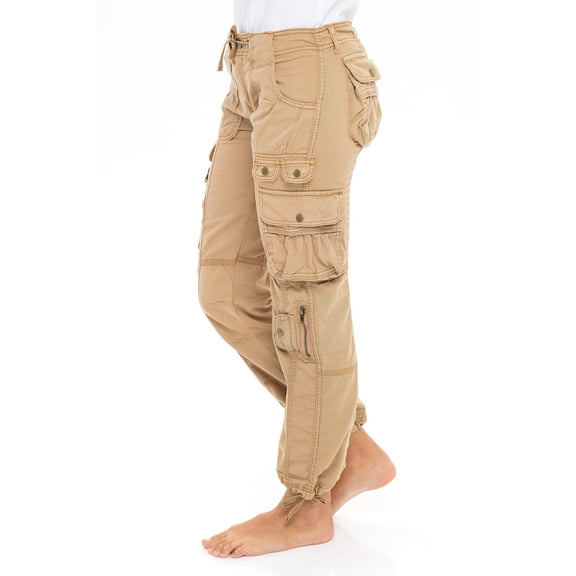 SKYLINEWEARS Women’s Casual Cargo Utility Work Pants Hiking Multi-Pockets Work Pants Khaki M