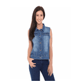 thumbnail image 1 of SKYLINEWEARS Women's Denim Vest Buttoned Washed Denim Vest Sleeveless jean Jacket Chest Flap Pocket, 1 of 4
