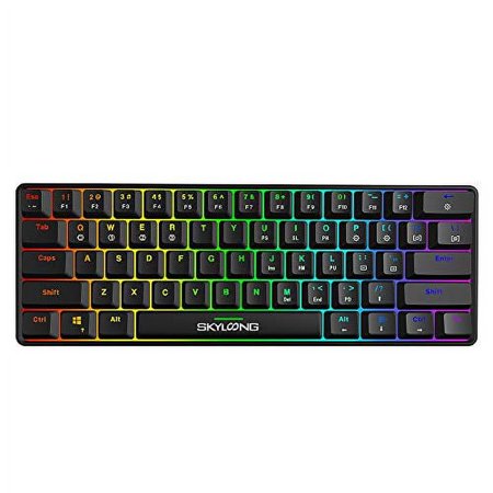 SKYLOONG SK61 GK61 60% Mechanical Keyboard,Full Keys Programmable,RGB Portable Small Compact Waterproof Gaming Keyboard 61 Keys Gateron Blue Switchs Hot Swappable Keyboard for PC Mac Laptop