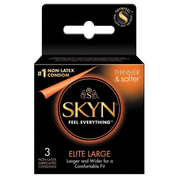 SKYN Elite Large Lubricated Ultra Thin Polyisoprene Non-Latex Condoms, 3 Count