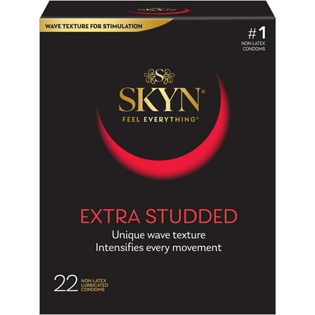 SKYN Extra Studded Non-Latex Lubricated Condoms, 22 Count