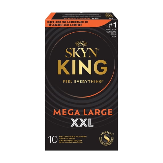 SKYN King Mega Large XXL Non-Latex Lubricated Condoms, 10 Count – Comfortable Fit