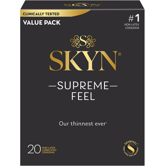SKYN Supreme Feel Non-Latex Lubricated Condoms, 20 Count