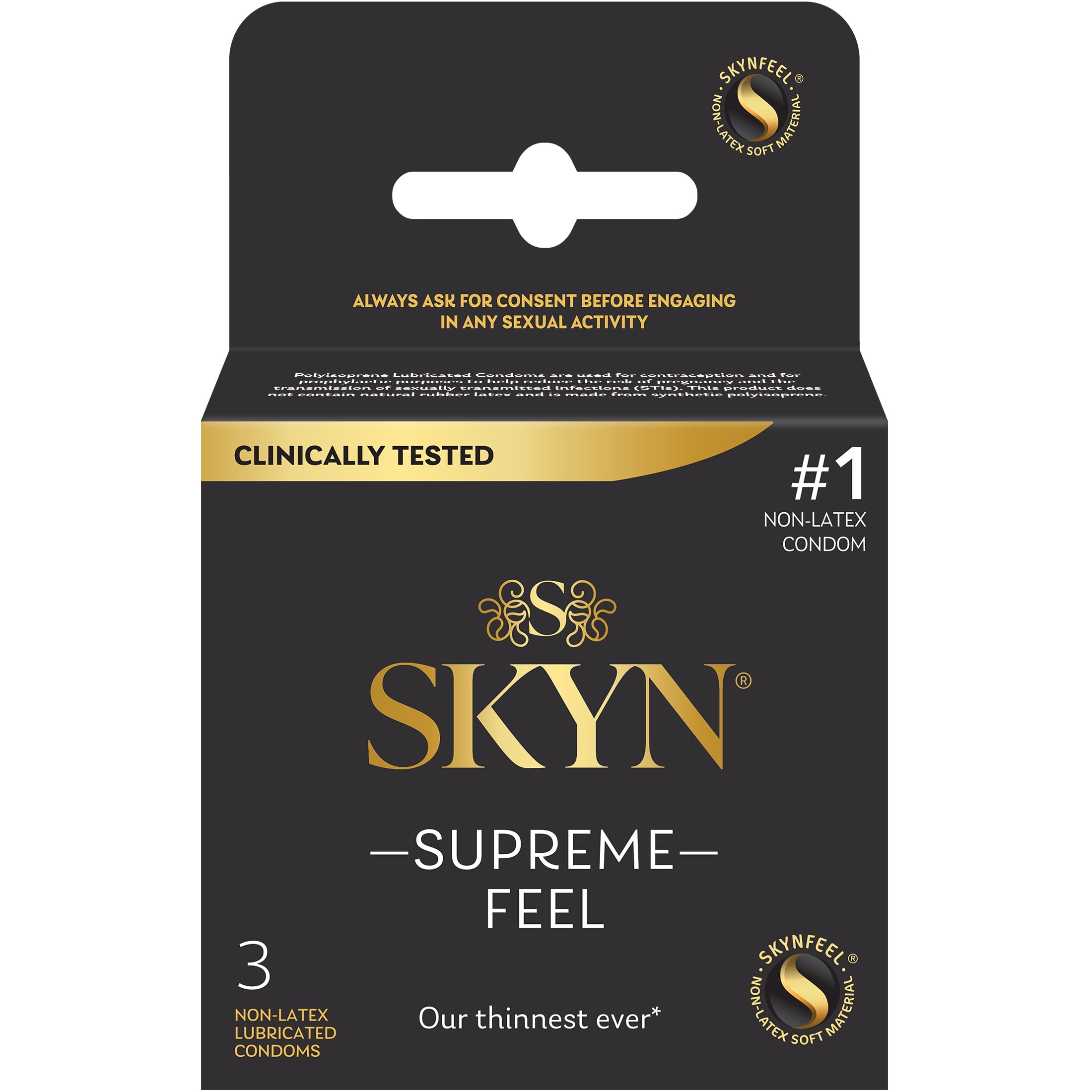 SKYN Supreme Feel Non-Latex Lubricated Condoms, 3 Count - Walmart.com