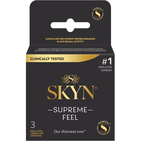 SKYN Supreme Feel Non-Latex Lubricated Condoms, 3 Count