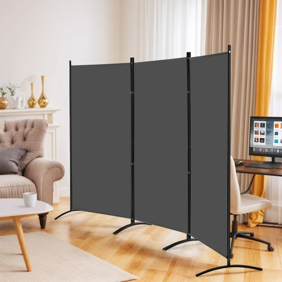 SKYNE 3 Panel Room Divider Folding Partition Privacy Screens, Freestanding Fabric Room Panel Portable Room Partitio,Gray