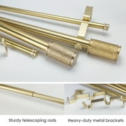 SKYPLUS LIVING 1 inch Double Window Curtain Rod with Gold Finials Set, Adjustable 72-144 in,Gold