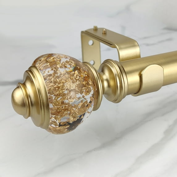 SKYPLUS LIVING Single Curtain Rod, 1-1/8 Inch, Glam Luxury Finish, Adjustable 36-72 Inches