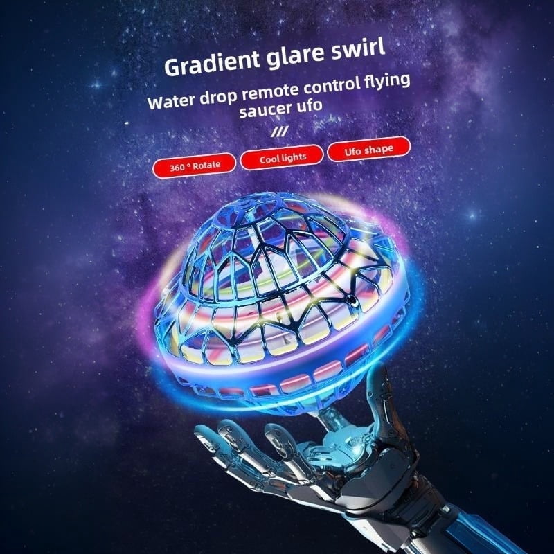 SKYQITIAN Blue upgraded version hovering ball drone UFO smart sensor flying ball toy, with LED lights, can rotate.