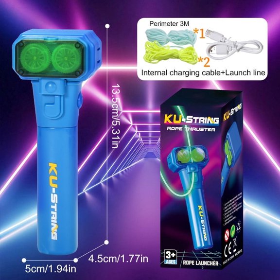 SKYQITIAN Rope Launcher Glow-in-the-Dark Automatic Cyclical Launch Stress Relief Toy for Adults and Children 3 Ropes