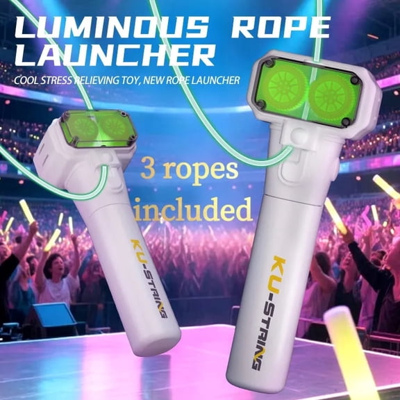SKYQITIAN Rope Launcher Glow-in-the-Dark Automatic Cyclical Launch Stress Relief Toy for Adults and Children 3 Ropes
