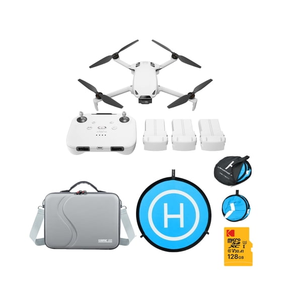 SKYROVER S1 Mini Camera Drone Combo (White) Bundle with Carrying Case, Memory Card, and Landing Pad (4 Items)