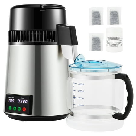 KFFKFF 4L Water Distiller, Distilled Water Maker Machine ,0.3 Gal/H, Temperature Display Stainless Steel Countertop , 750W,Silver