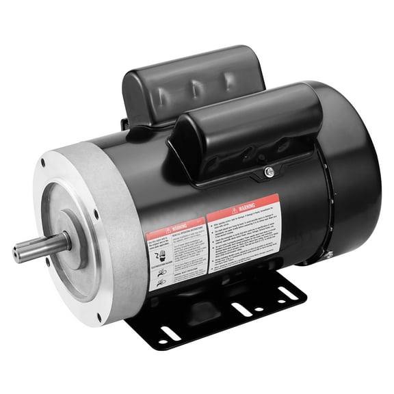 KFFKFF 1.5HP Electric Motor, 1725 rpm, Dual Voltage 115V/230V, 56C Frame, designed for Air Compressors, Single Phase with 5/8" Keyed Shaft, Reversible Rotation, suitable for Agricultural Tools