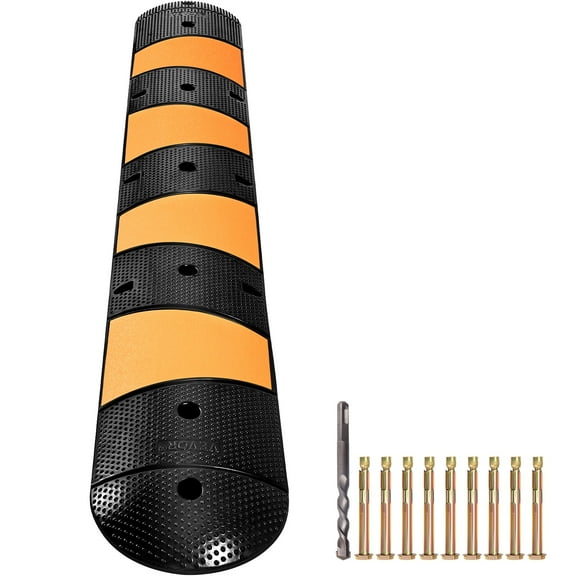 KFFKFF 1 Pack 2 Channel Speed Bump Hump, 72" Long Modular Speed Bump Rated 22000 LBS Loading, 72.8 x 12.2 x 2.2" Garage Speed Bump, Rubber Speed Bump