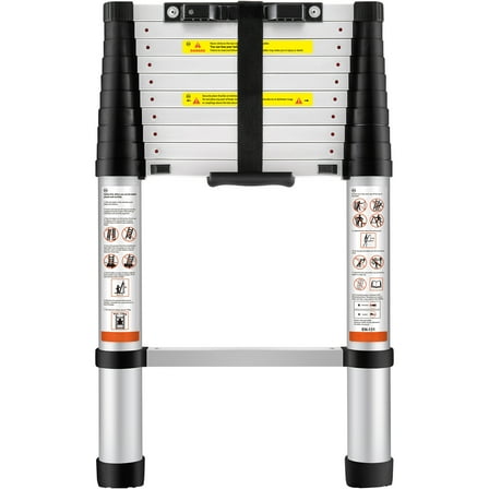 BENTISM 10.5FT Telescoping Ladder 375lbs Load Capacity Aluminum Telescopic Extension Ladder, Multi-purpose Collapsible Ladder for RV，Home or Outdoor Work