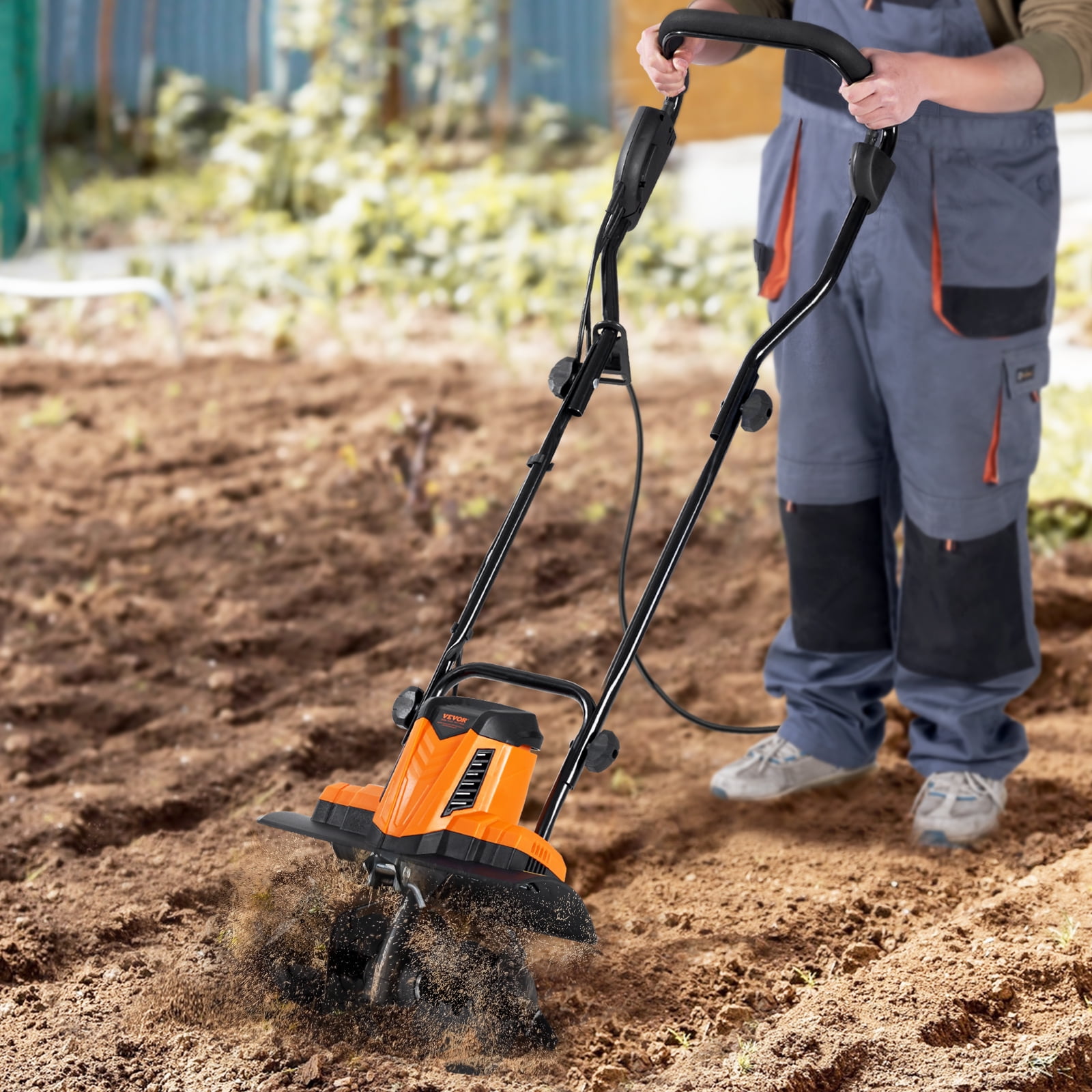 KFFKFF 10 Amp Electric Tiller Corded Electric Tiller Cultivator 14 W x 3.94 D